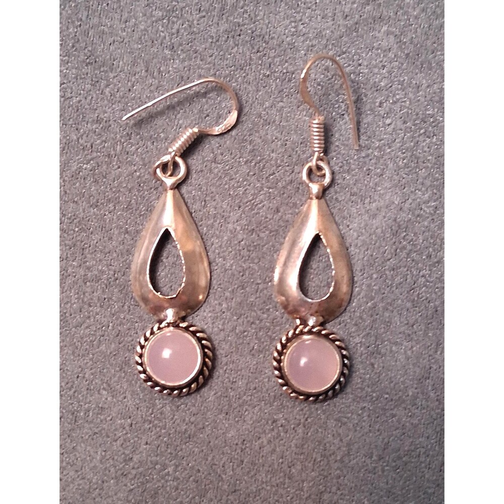 Vintage Sterling Pink Stone Earrings
